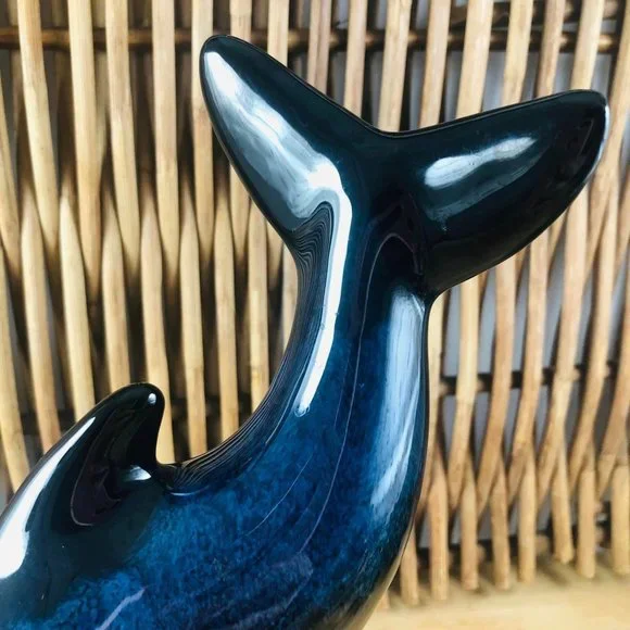 Orca Whale Figurine by Blue Mountain Pottery Blue Glaze